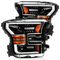 AlphaRex 15-17 Ford F150 / 17-20 Ford F150 Raptor LUXX-Series LED Projector Headlights Jet Black OffRoadUSA.com