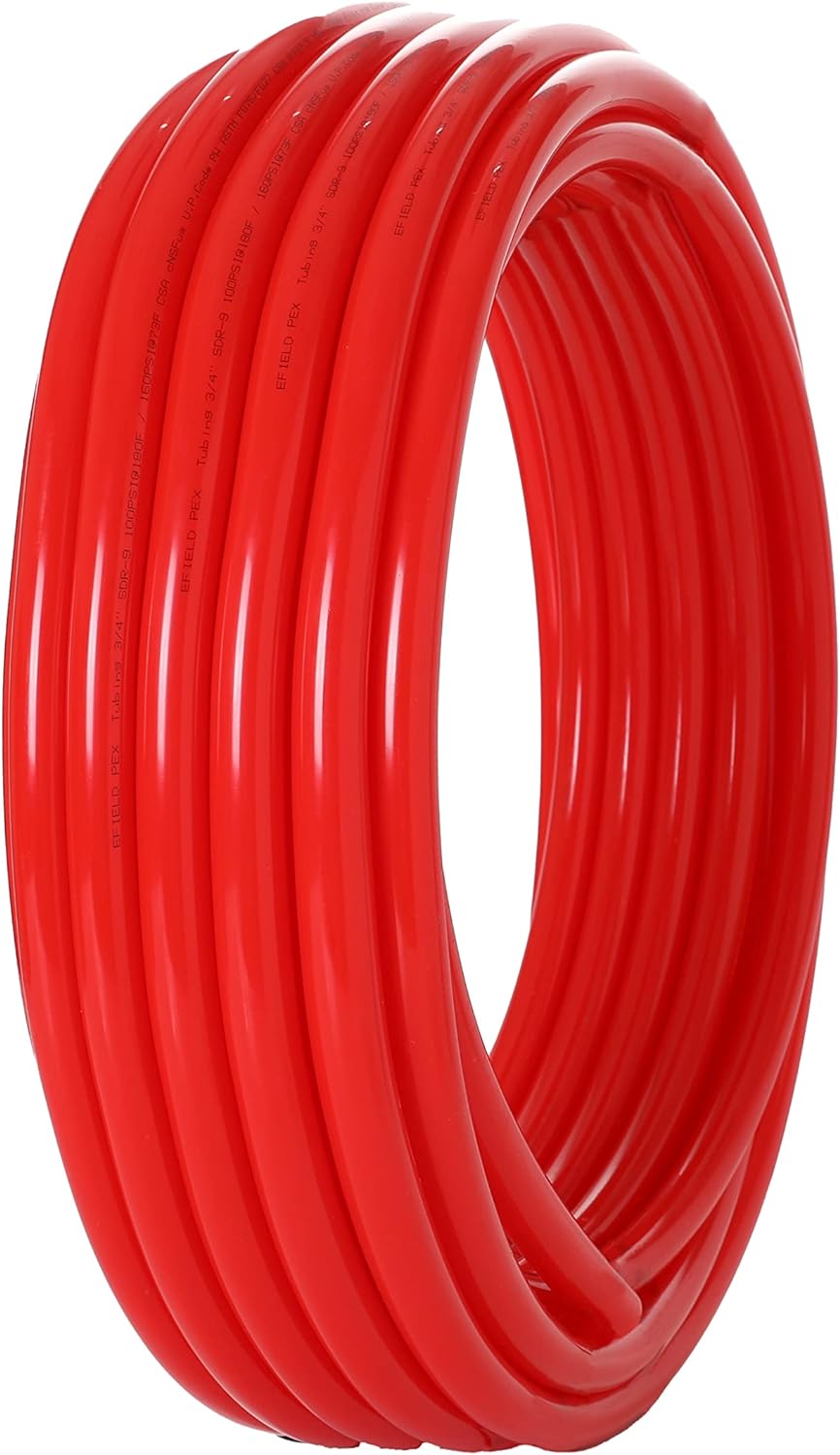 1/2" 2 x100ft, 200ft PEX-A Tubing (Blue & Red), 1/2" Poly Expansion Elbow & Tee & Coupler (15 PCS), 1/2" Expansion Rings (50 PCS), 1/2" J Clamp (50 PCS), Pipe Cutter (1/2")