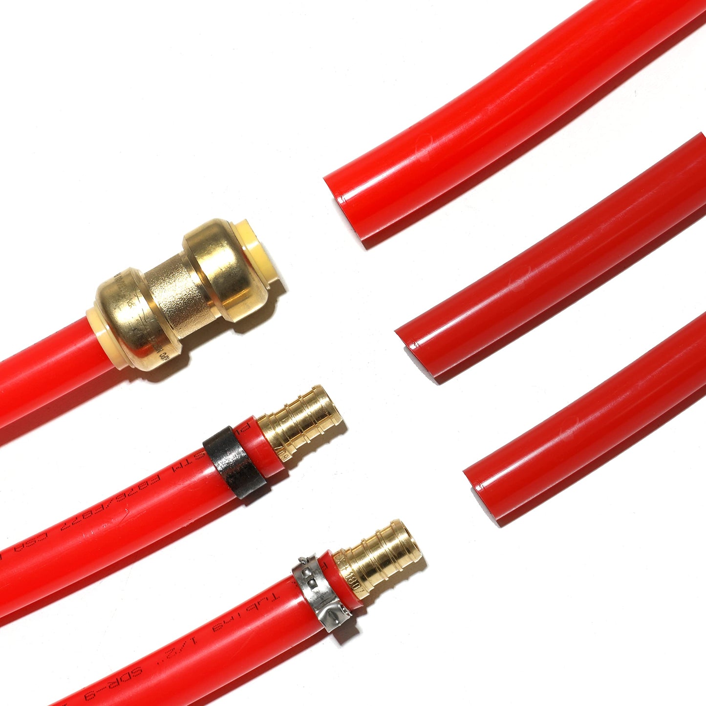 1/2" 2 x100ft, 200ft PEX-B Tubing (Blue & Red), 1/2" Barb Crimp Brass Fittings (30 PCS), Crimper Tool, Cinch Clamps (100PCS), Pipe Cutter