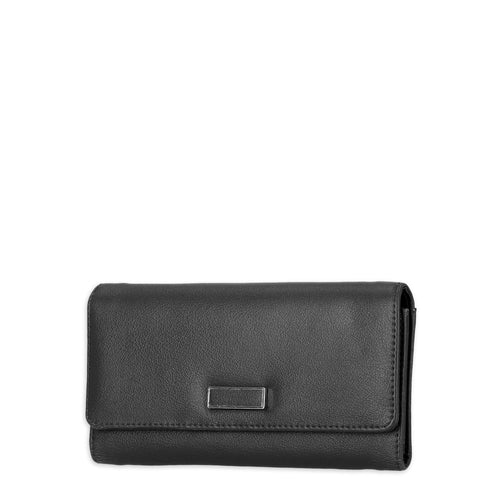 Time and Tru Women's Piper File Master Wallet Vinyl Solid Black EasyOptionXY LLC