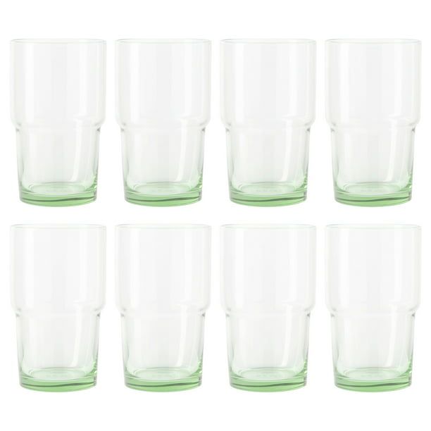 Better Homes & Gardens Clear Green Glass, Glassware, 8 Pack, 15 oz