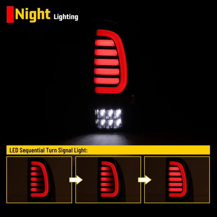 Winjet 2005-2015 Toyota Tacoma LED Sequential Tail Light w/Red Turn Signal - Chrome / Red