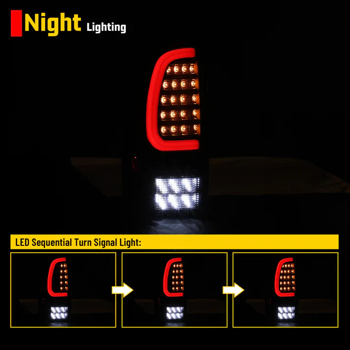 Winjet 2005-2015 Toyota Tacoma LED Sequential Tail Light w/Yellow Turn Signal - Black / Smoke