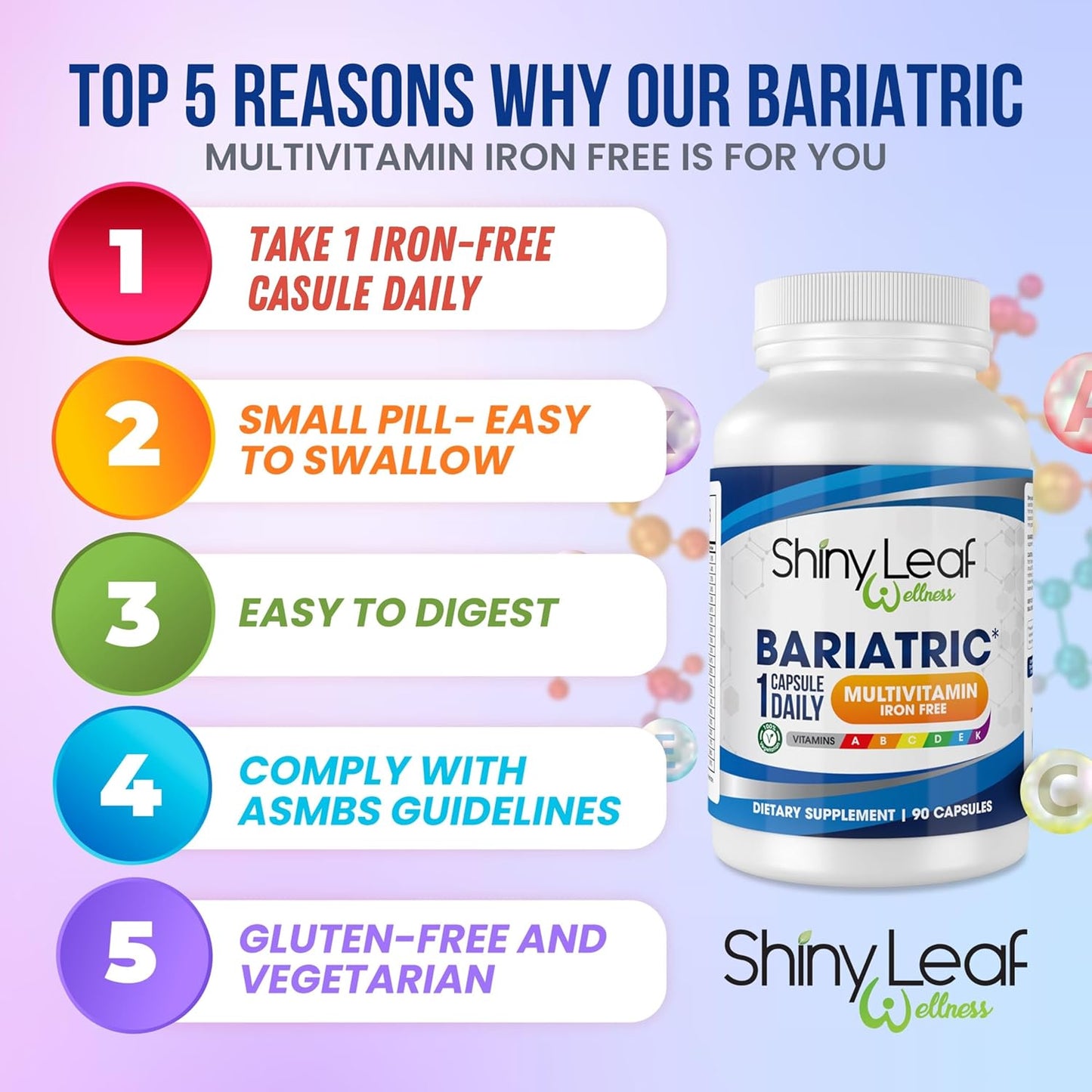 Shiny Leaf Bariatric Multivitamin Iron Free With DHT Pro Shampoo and Conditioner