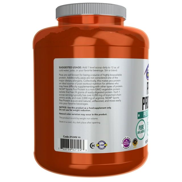 NOW Sports Nutrition, Pea Protein 24g, Fast Absorbing, Unflavored Powder, 7-Pound EasyOptionXY LLC