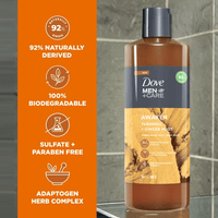 Dove Men+Care Liquid Face + Body Wash for Men Awaken Turmeric + Ginger Root; 18 oz EasyOptionXY LLC