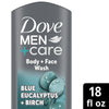 Dove Men+Care Relaxing Hydrating Face and Body Wash, Blue Eucalyptus and Birch, 18 fl oz EasyOptionXY LLC