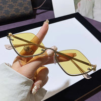 Cat Eye Sunglasses with Gold Metal Frame HTO Apparel