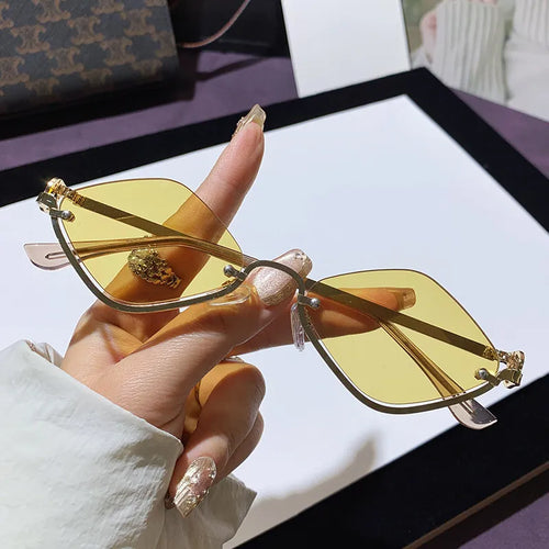 Cat Eye Sunglasses with Gold Metal Frame HTO Apparel