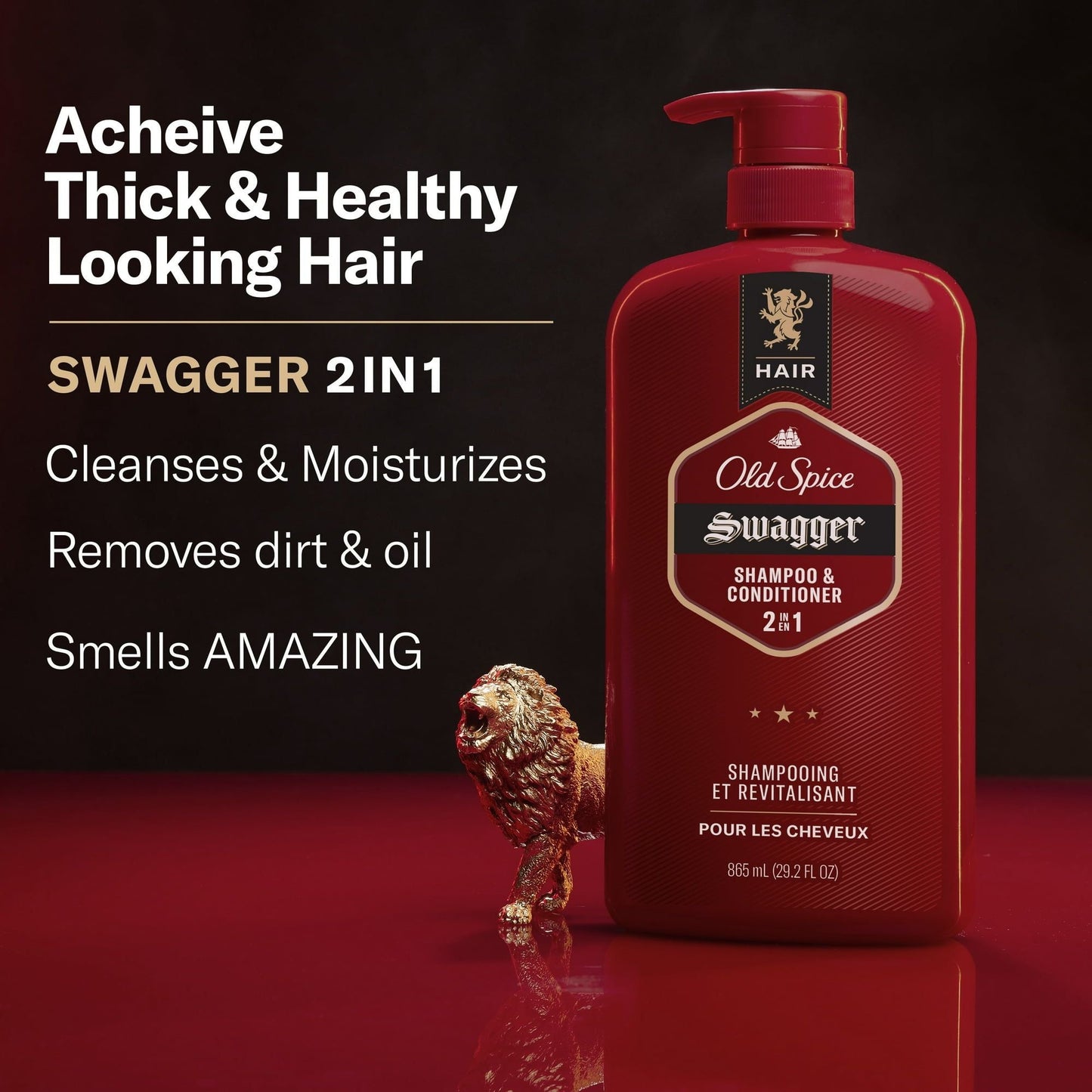 Old Spice Men's 2 in 1 Shampoo Conditioner, All Hair Types, Swagger, 29 fl oz, 2 Pack EasyOptionXY LLC