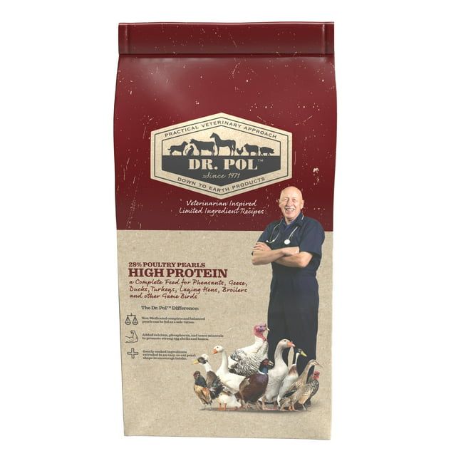 Dr. Pol High Protein 28% Poultry Pearls Gamebird Feed for Young Pheasants, Geese, Ducks, Turkeys, Laying Hens, Broilers and Other Large or Small Gamebirds, 30 lb. Bag EasyOptionXY LLC