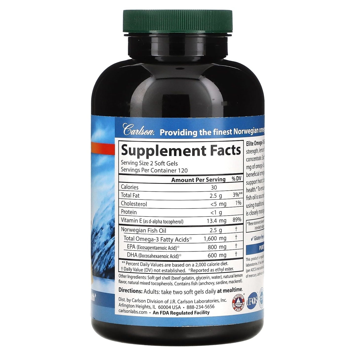 Carlson Labs Elite Omega-3 Fish Oil Gems Softgels, 1250 Mg, 240 Ct EasyOptionXY LLC