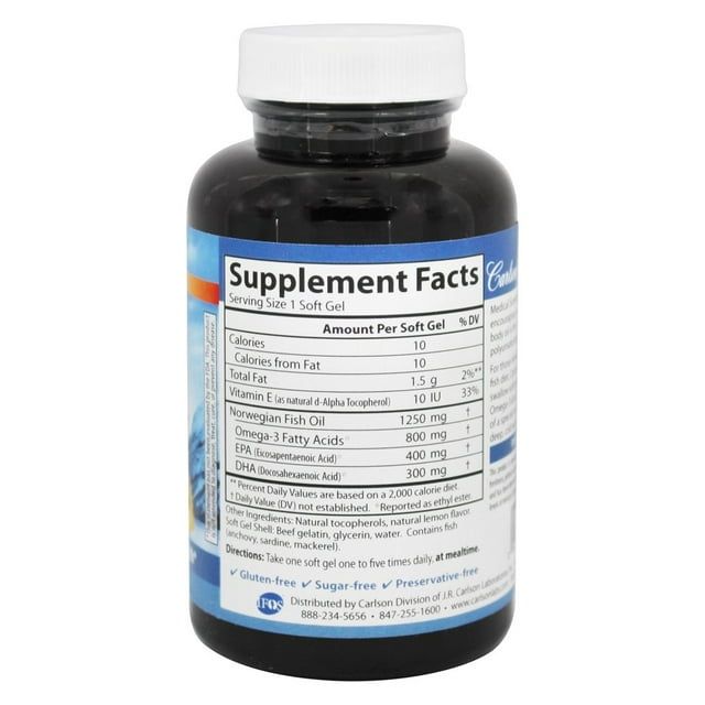 Carlson 1100 mg, 8.4 fl oz Omega-3 Wild Norwegian Cod Liver Oil + Vitamin A & D3 Liquid, Lemon EasyOptionXY LLC