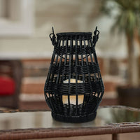Better Homes & Gardens Decorative Black Rattan Battery Powered Outdoor Lantern with Removable LED Candle EasyOptionXY LLC