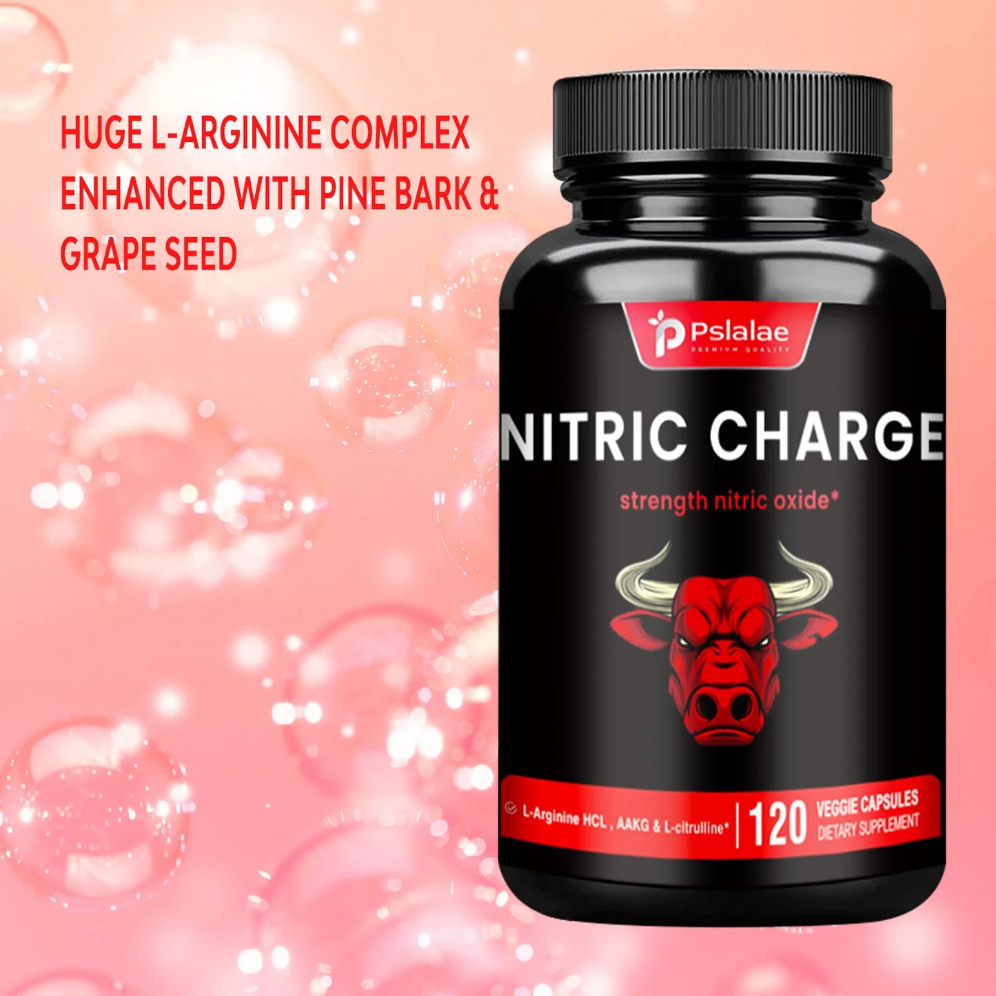 Nitric Charge - Enhances Energy, Blood Circulation and Endurance, Increases Explosive Power - 120 Capsules
