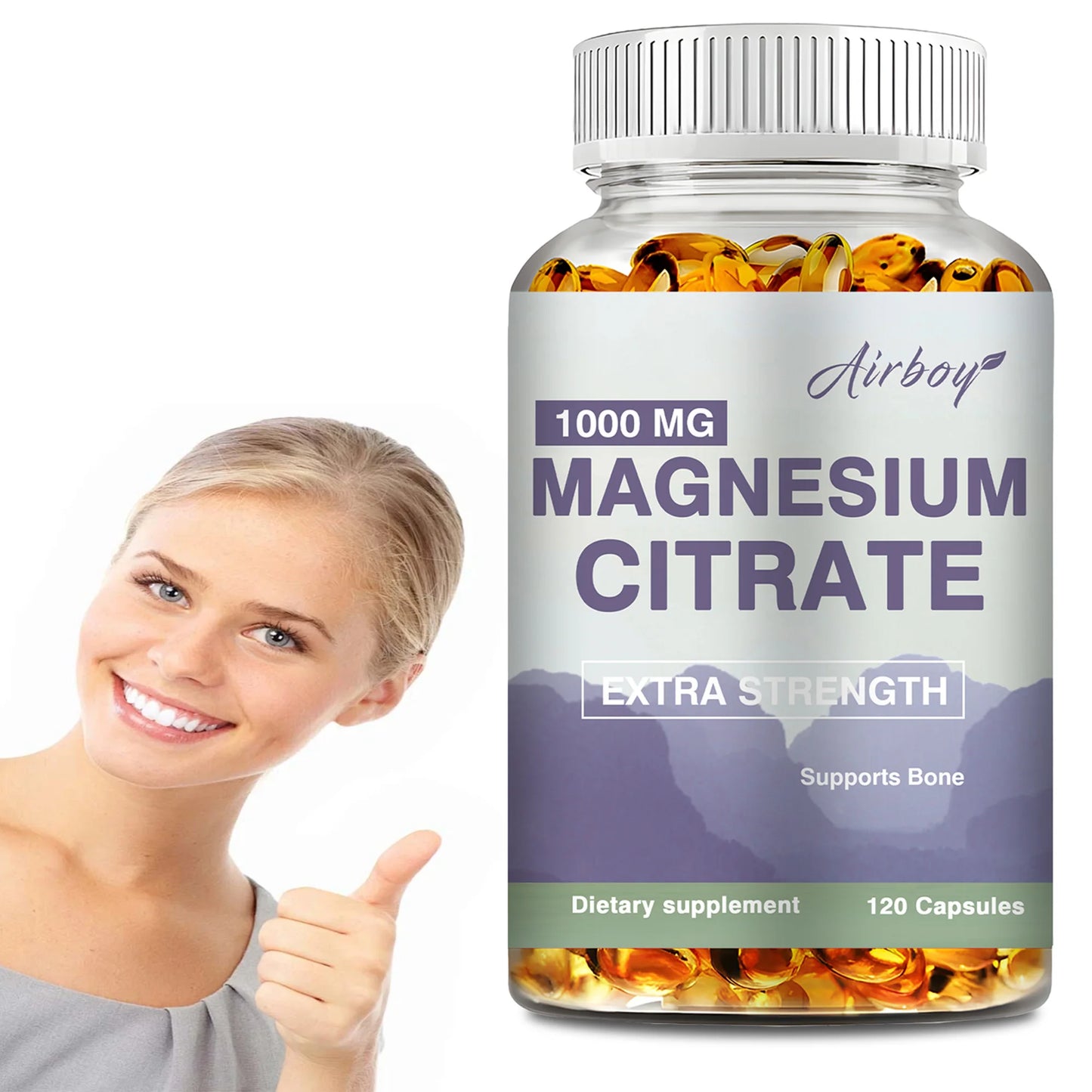 Magnesium Citrate - Supplement for Stress, Relaxation, Bone, Sleep, Heart Health, Nerve, Muscle & Metabolism - 120 Capsules