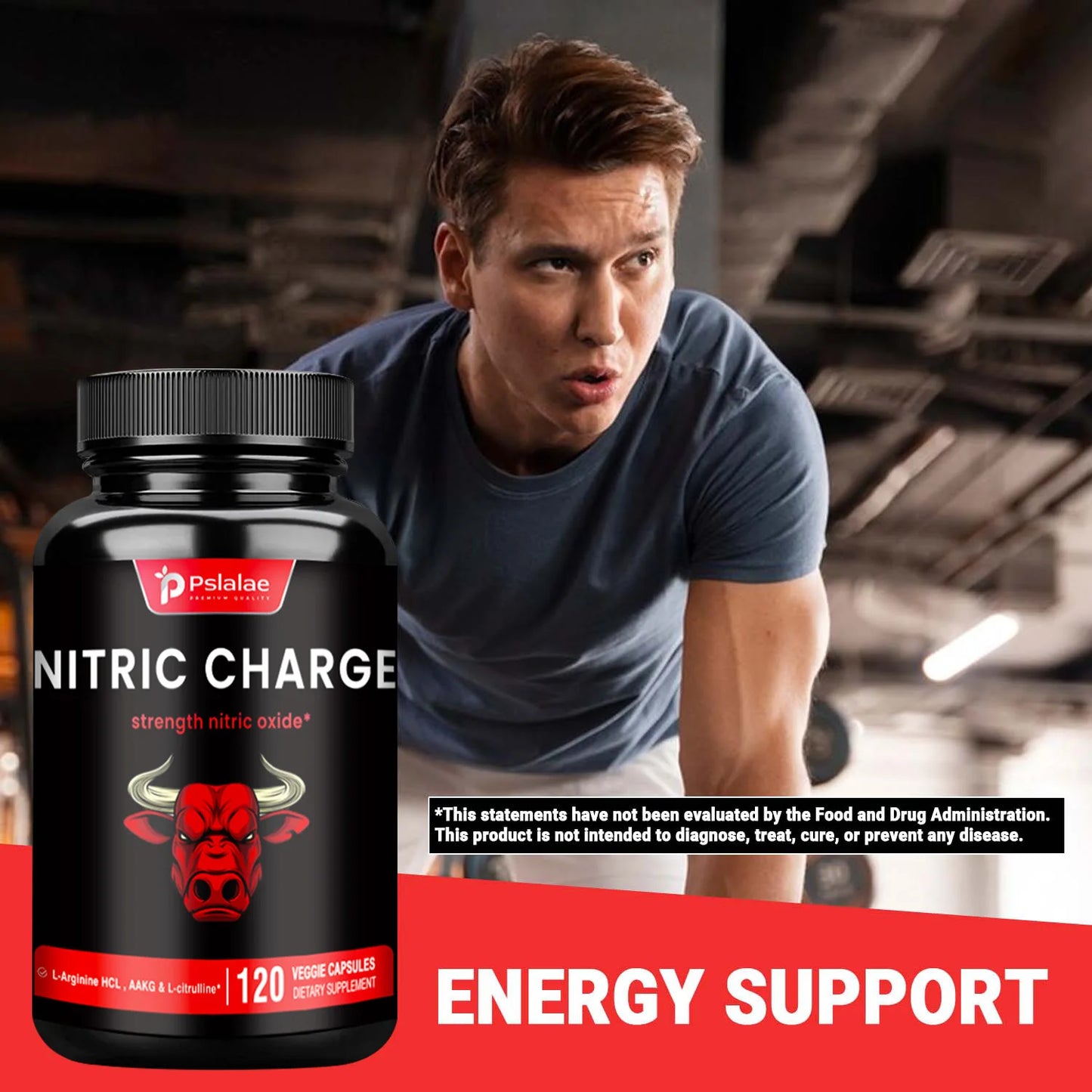 Nitric Charge - Enhances Energy, Blood Circulation and Endurance, Increases Explosive Power - 120 Capsules