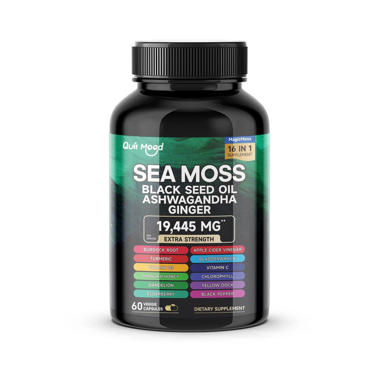 Sea Moss & Shilajit Bundle - 120 Capsules with Ashwagandha, Black Seed Oil, Turmeric