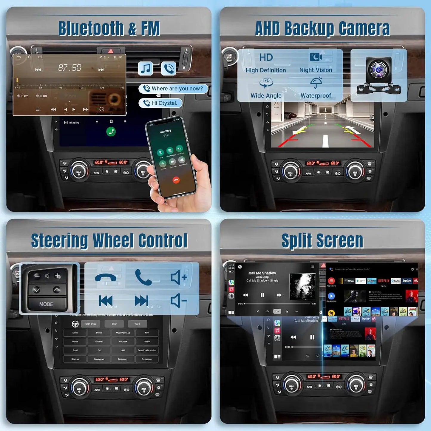 9 Inch Wireless Car Stereo for BMW 3 Series 328i 335i 325i 2005-2011 HD Touchscreen Car Radio with Backup Camera GPS WIFI 2G+32G