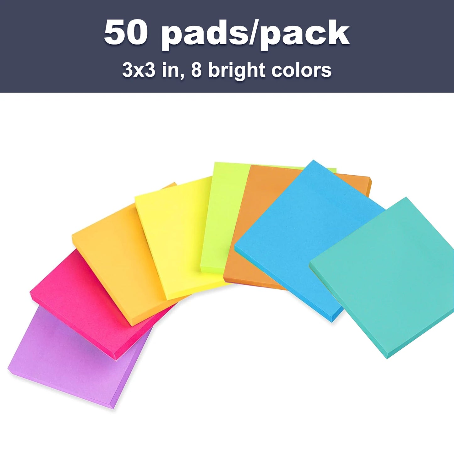 400 Sheets 3x3 Sticky Notes, 8 Color Sticky Notes, Cute Sticky Notes, Removable Self-Stick Notes For Office, School, Home, Noteb