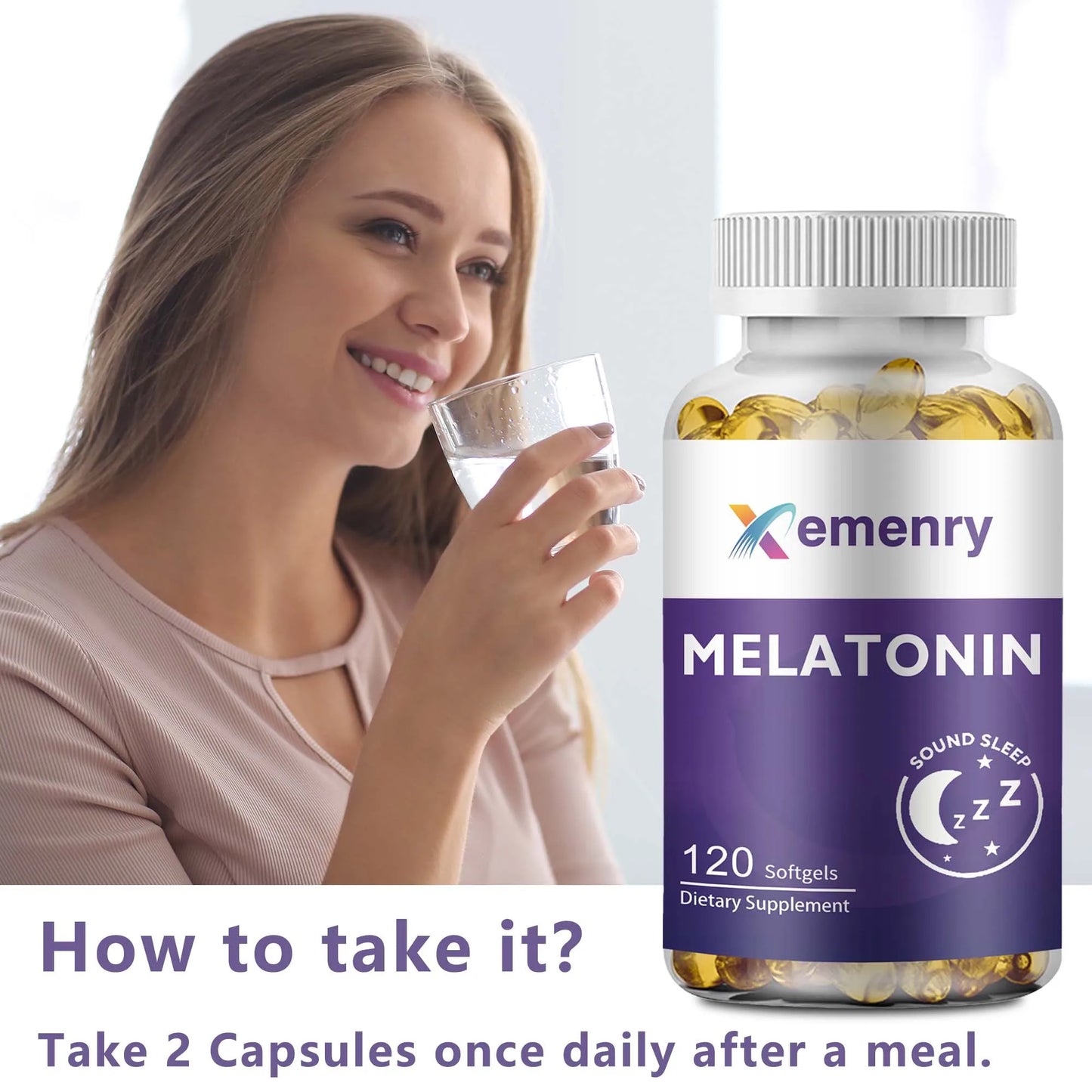 Melatonin - Helps You Fall Asleep Quickly, Improves Sleep Quality, and Relieves Insomnia - 120 Capsules