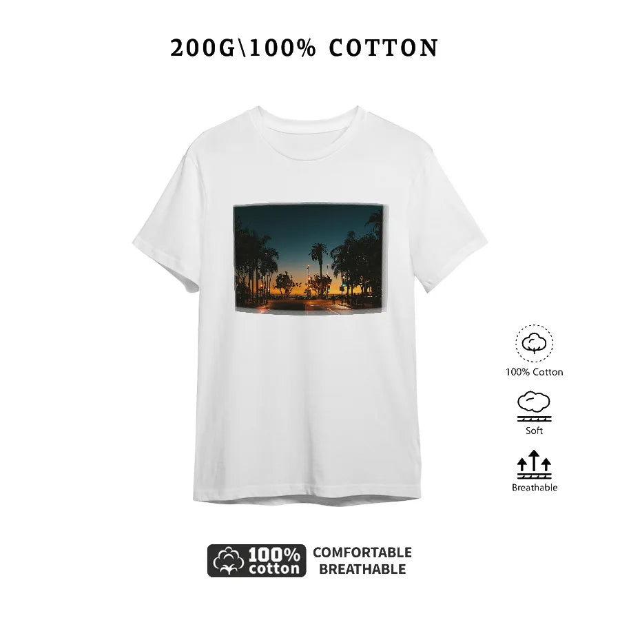 West Coast Street Series Printed American Short Sleeve T-Shirt Couple's Half Sleeve Tops Men's and Women's Street