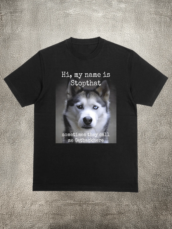 200g Cotton Men's T - Shirt, Husky Funny Name Pattern, Heat - Transfer Printed, for Daily Casual Wear