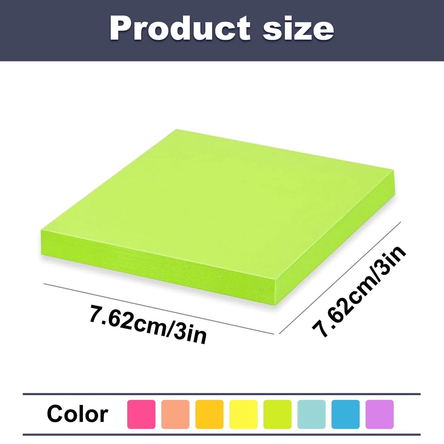 400 Sheets 3x3 Sticky Notes, 8 Color Sticky Notes, Cute Sticky Notes, Removable Self-Stick Notes For Office, School, Home, Noteb