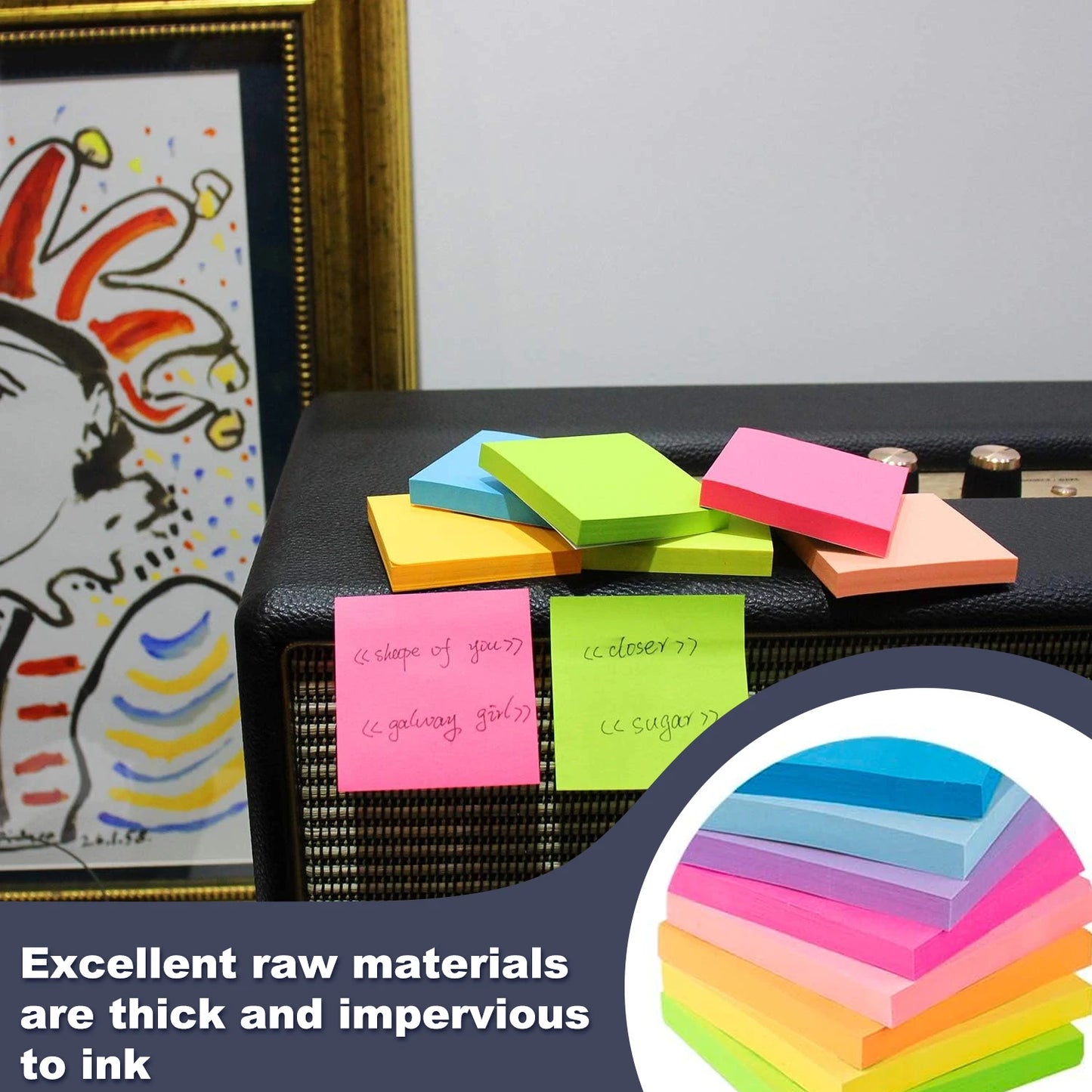400 Sheets 3x3 Sticky Notes, 8 Color Sticky Notes, Cute Sticky Notes, Removable Self-Stick Notes For Office, School, Home, Noteb