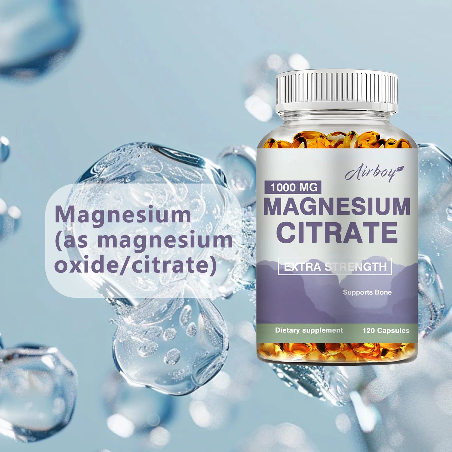 Magnesium Citrate - Supplement for Stress, Relaxation, Bone, Sleep, Heart Health, Nerve, Muscle & Metabolism - 120 Capsules