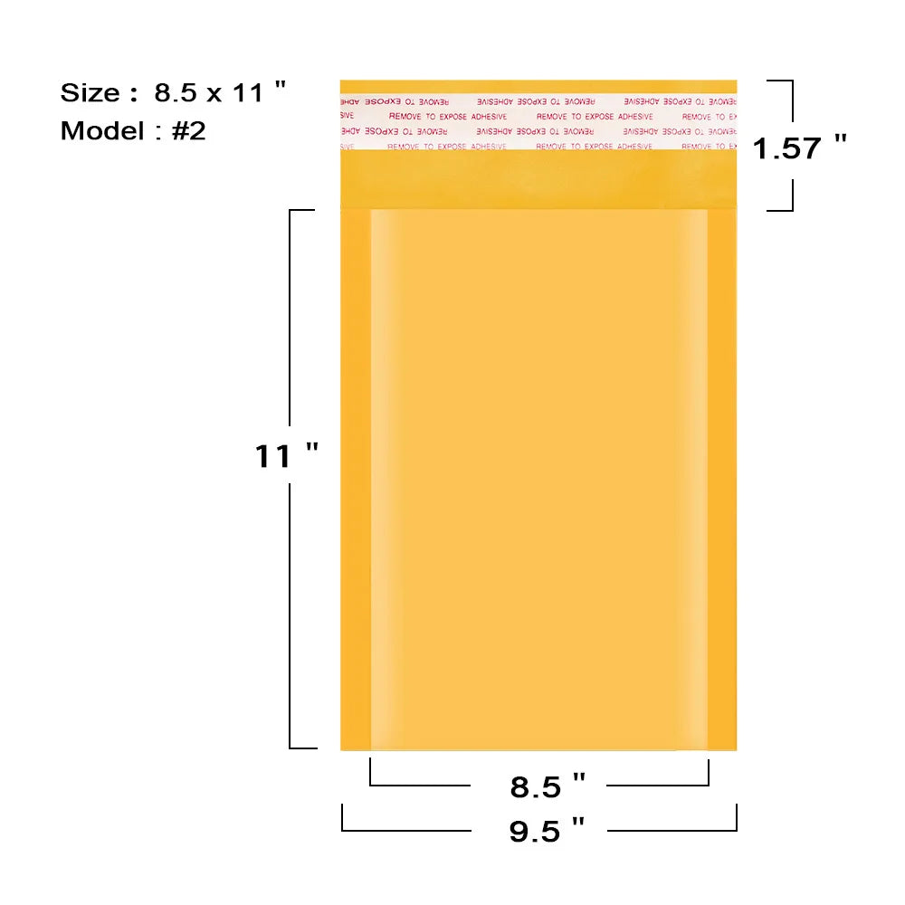 100pcs #2 8.5x12 Kraft Bubble Mailers Padded Envelopes Shipping Case 8.5"x12"