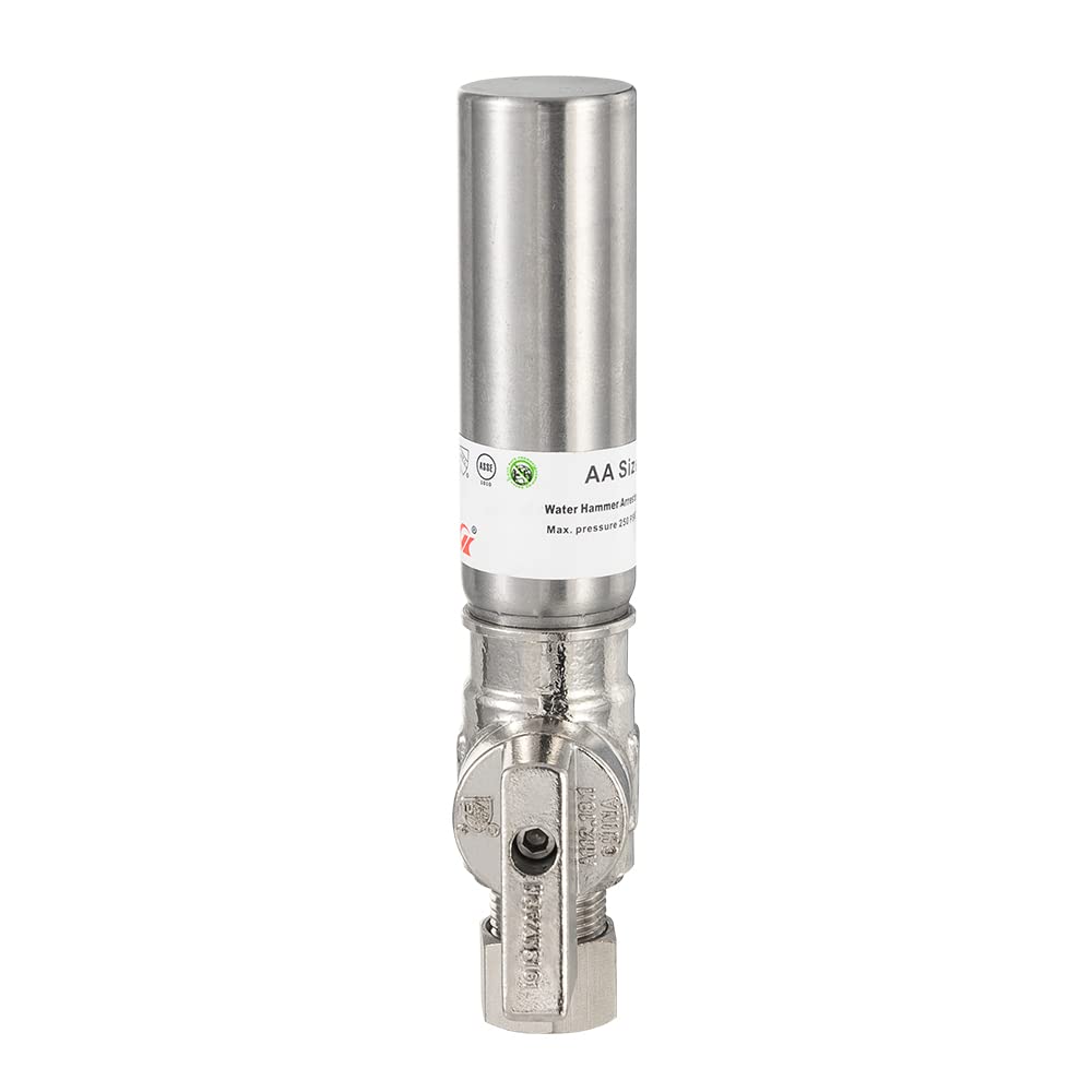 1/4 Turn PEX-A Cold Expansion Stop Angle Valve, 1/2" PEX Expansion x 3/8" OD With Stainless Steel Water Hammer Arrestor, Chrome Plated Brass