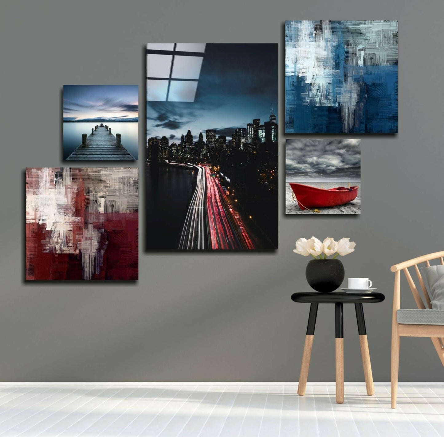Insigneart USA Insigneart USA Blue Serenity Combined Glass Wall Art
