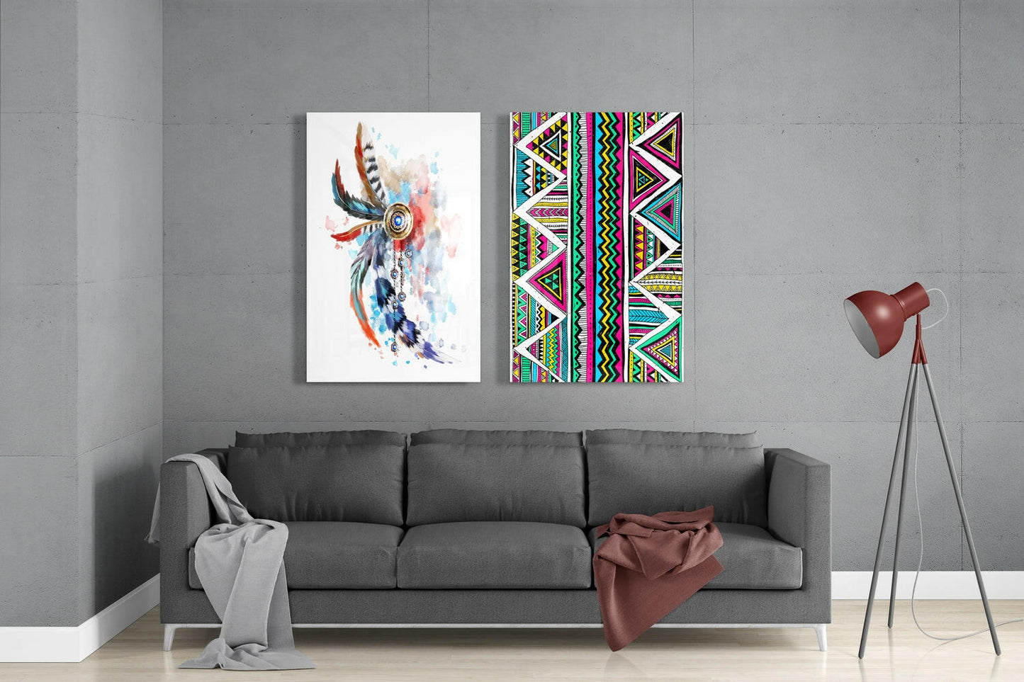 Insigneart USA Insigneart USA Indian Style 2 Pieces Combine Glass Wall Art
