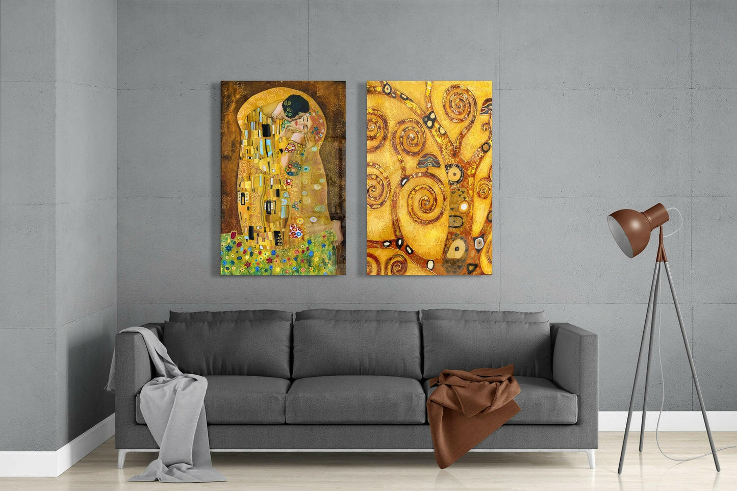 Insigneart USA Insigneart USA Klimt 2 Pieces Combine Glass Wall Art