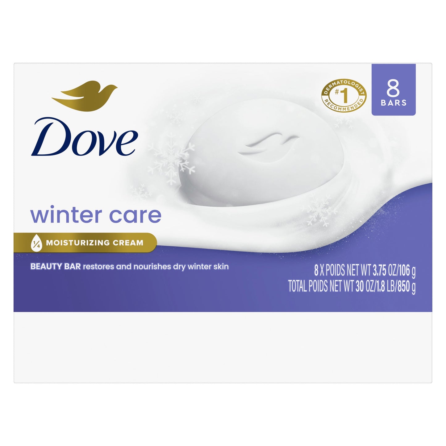 Dove Winter Care Limited Edition Gentle Beauty Bar Soap for Dry Skin, 3.75 oz 8 Bars EasyOptionXY LLC