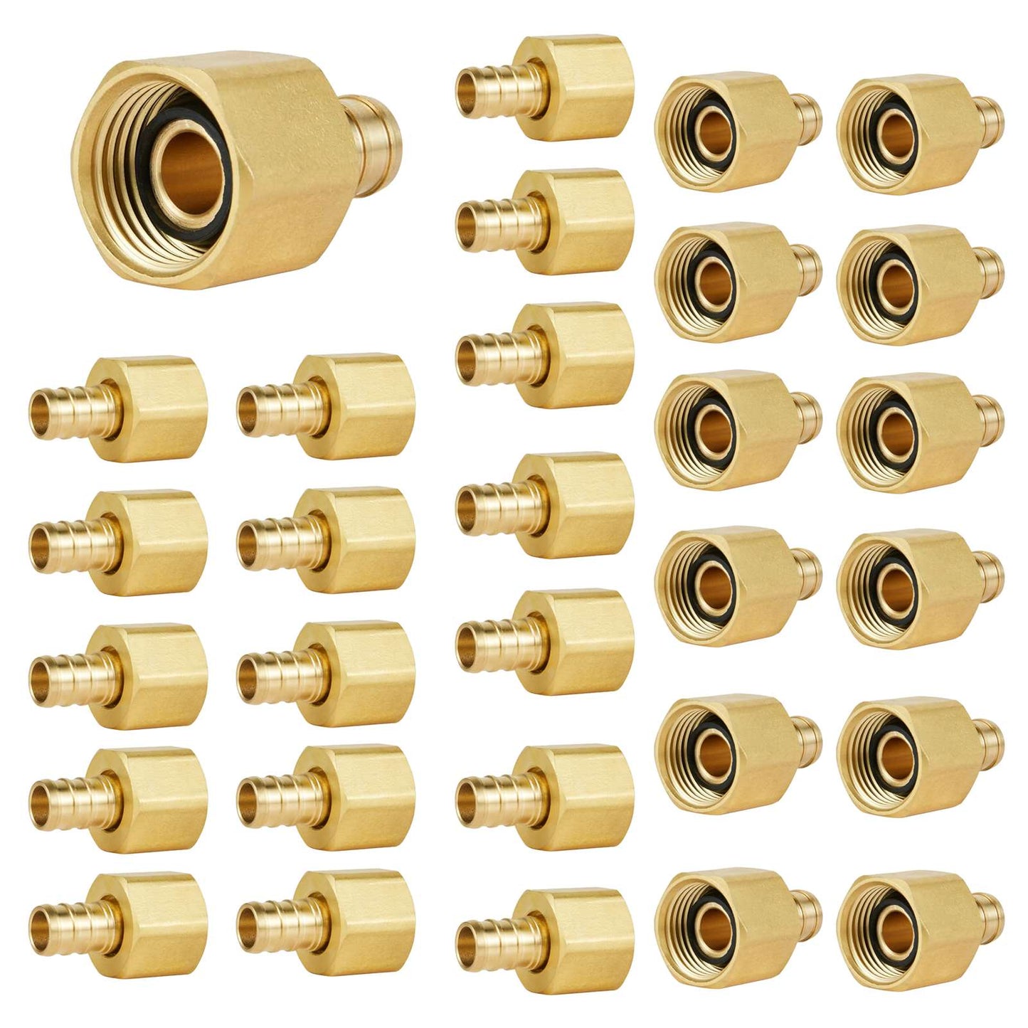 30 Pcs PEX-B Crimp 1/2" PEX x 1/2" Female NPT Brass Swivel Adapter (Lead Free)