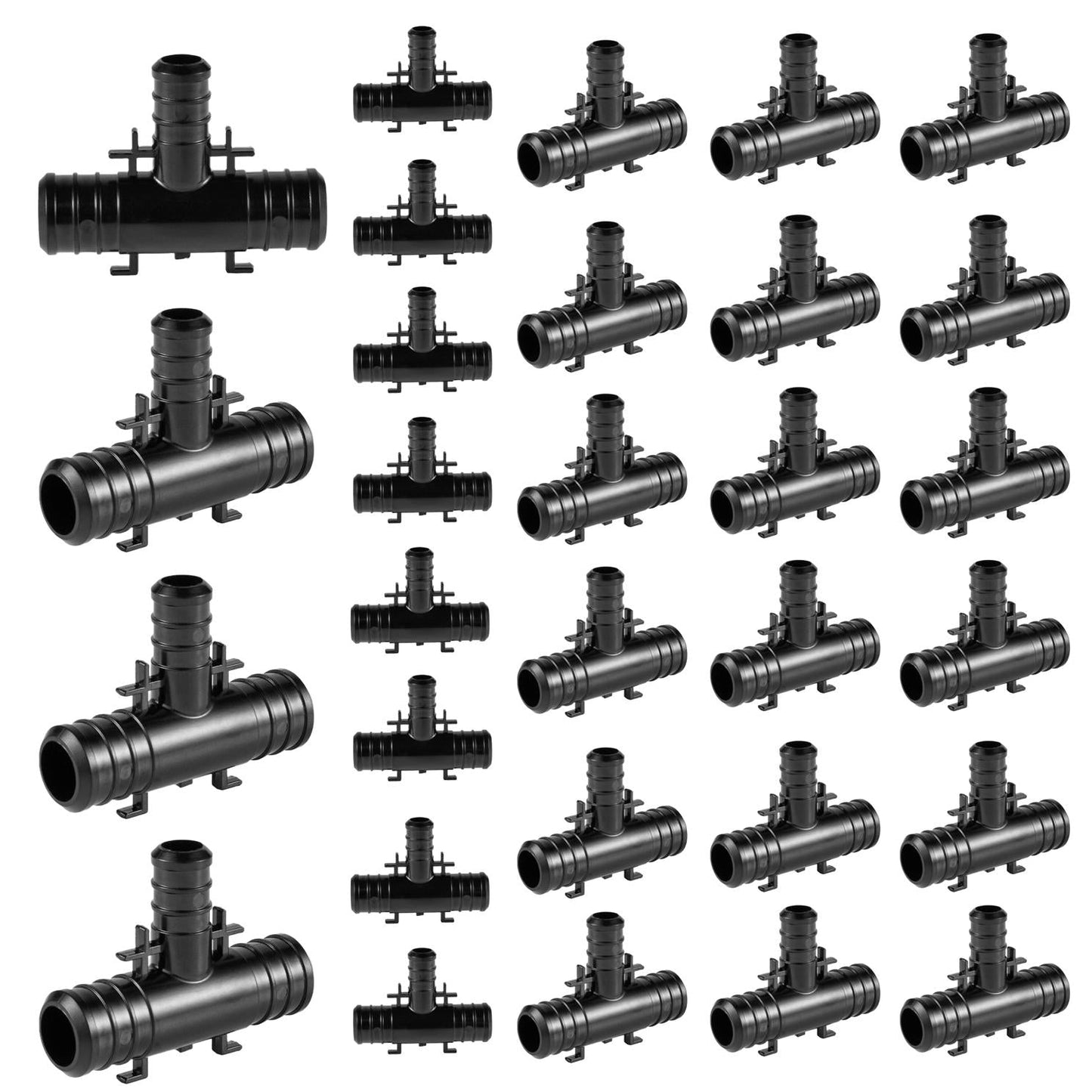 30 Pcs PEX-B Crimp 3/4" x 3/4" x 1/2" PPSU Tee w/tab