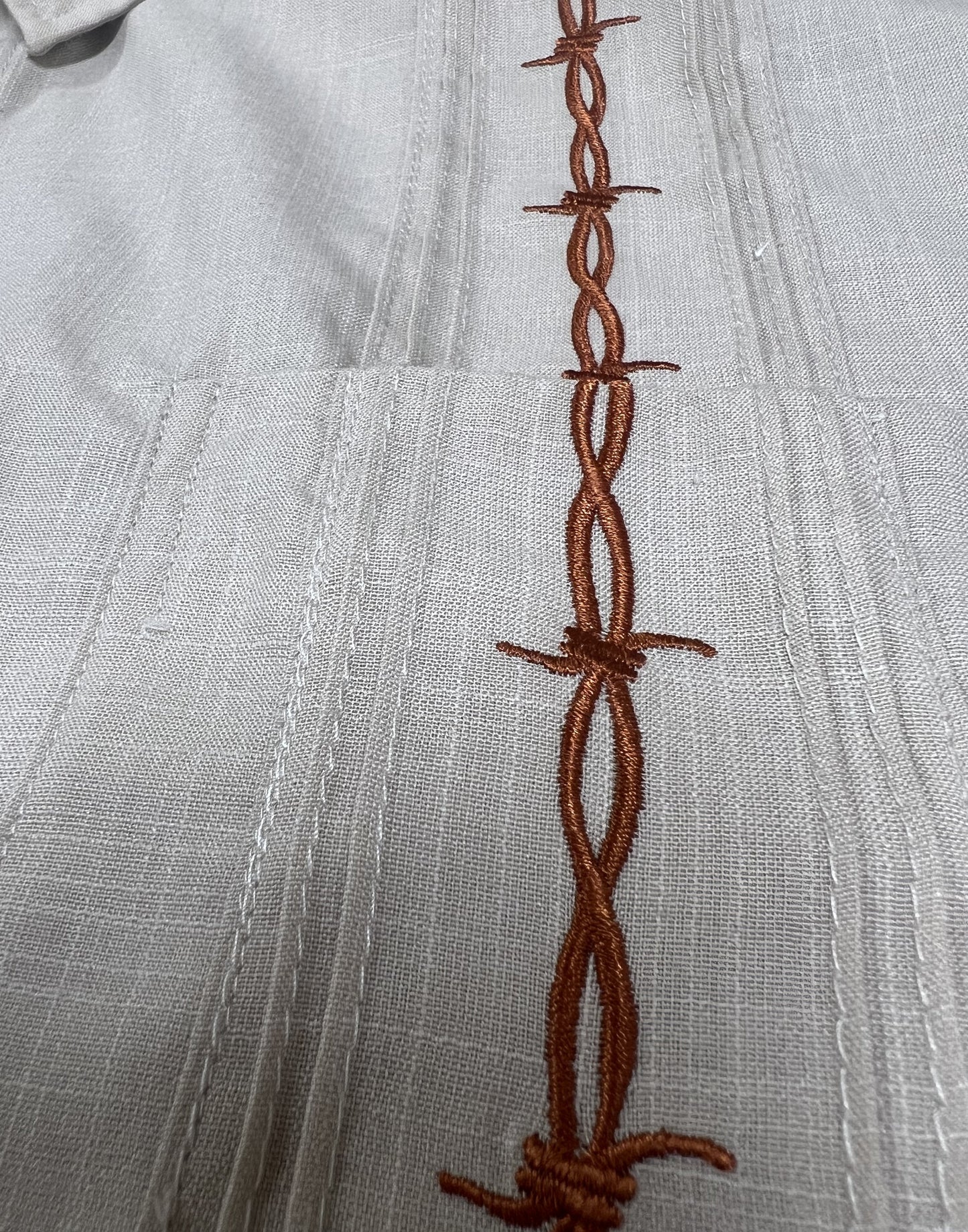 American Duke Apparel Company Guayabera - Burnt Orange Barbed Wire