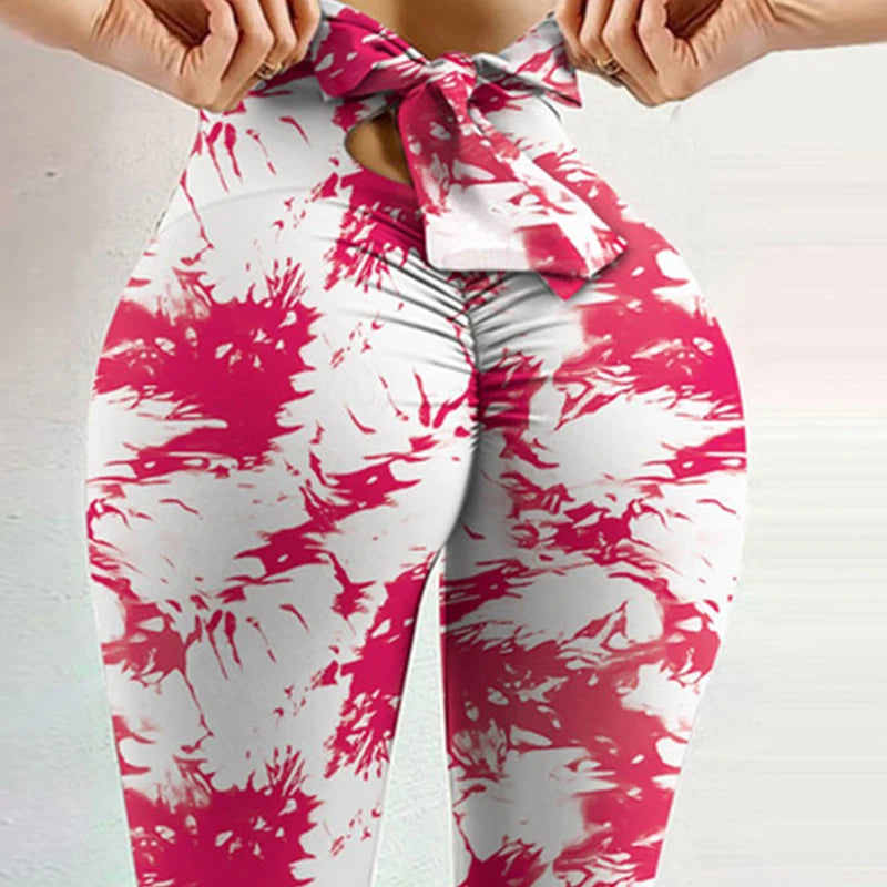 Bowknot Workout Fitness Gym Yoga Leggings Solid High Waist Athletic Tights Women Pants Grey Running Sports Wear Yoga Trousers