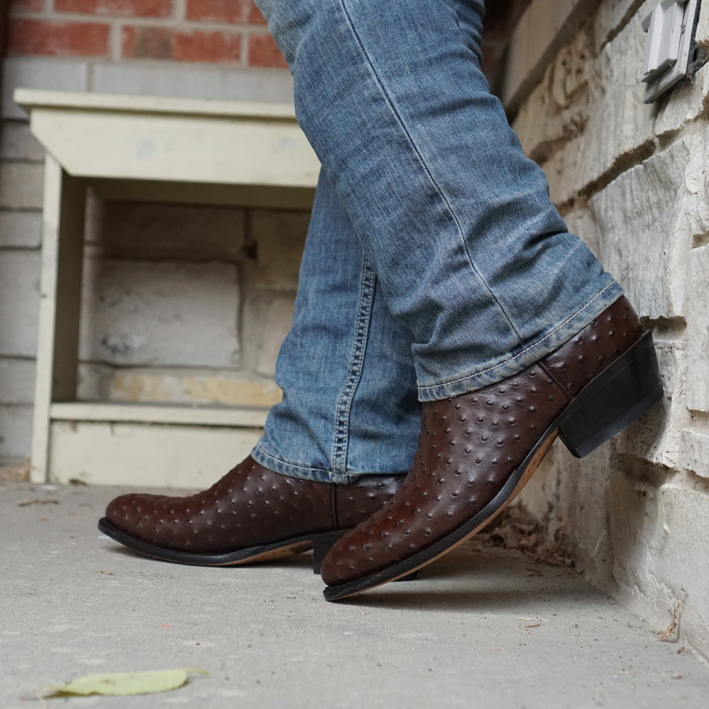 Soto Boots Soto Boots Men's Brown Ostrich Print Cowboy Boots (H7002)