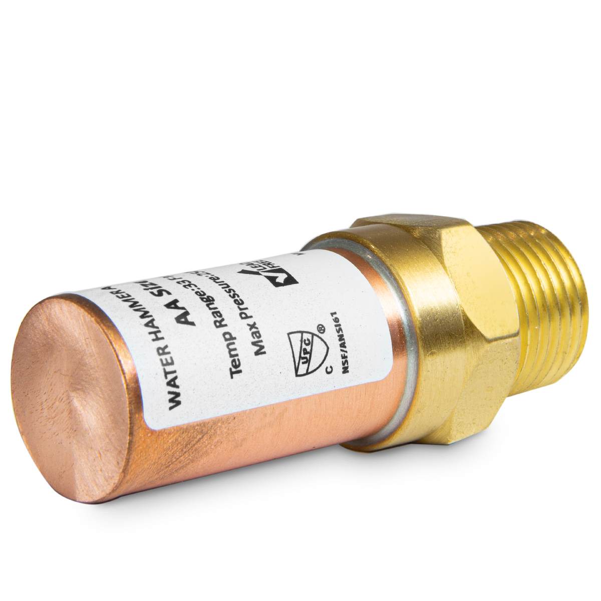1/2" MIP Connection, Straight Water Hammer Arrestor, Copper
