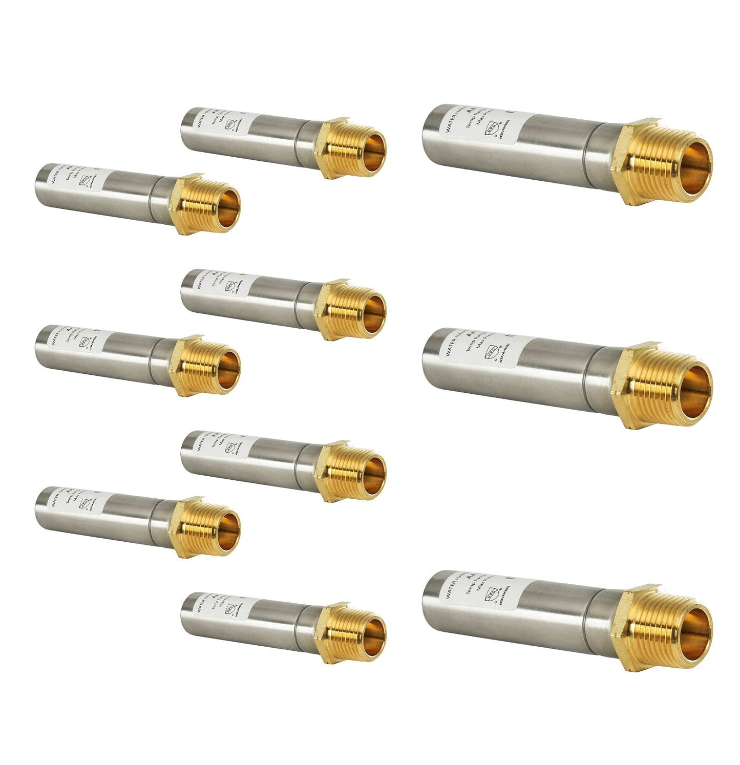 10 Pcs 1/2" MIP Thread, Straight Water Hammer Arrestor, Stainless Steel