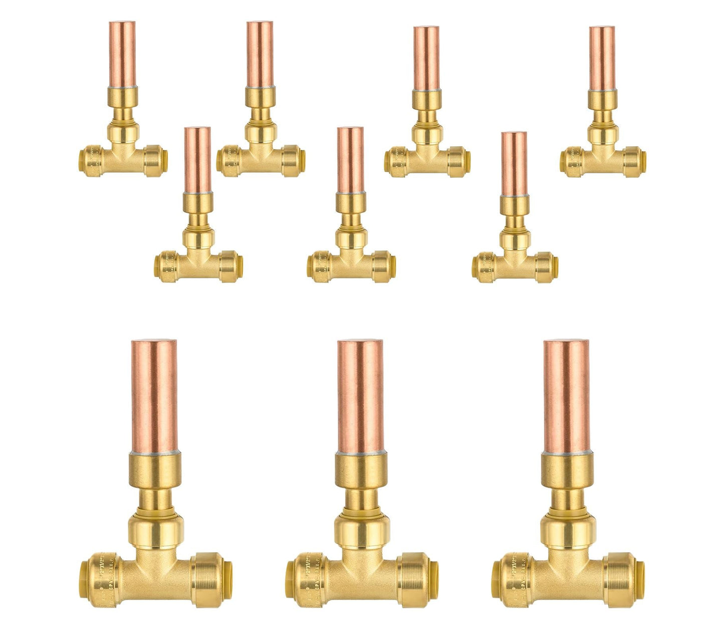 10 Pcs 1/2" Push Fit, Water Hammer Copper Arrestor Tee (MH-350)