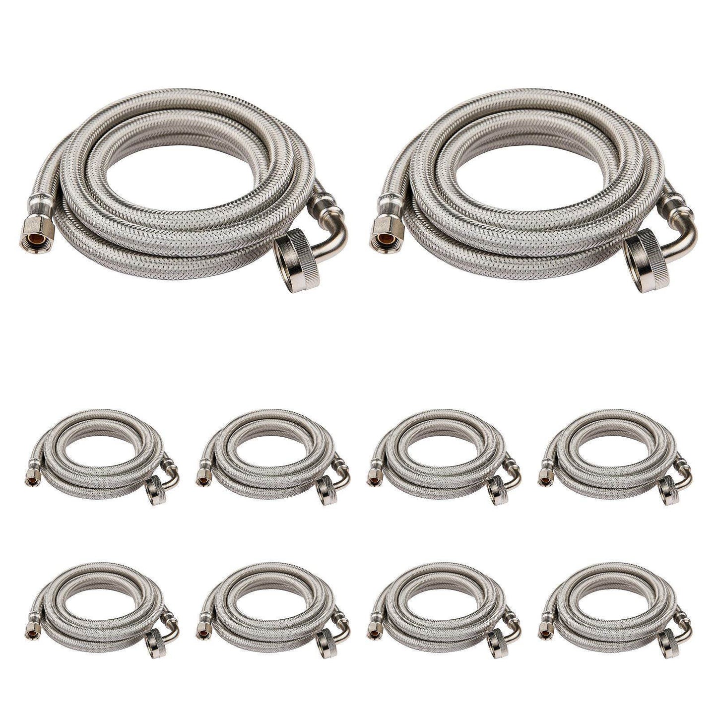10 Pcs 4ft Dishwasher Hose, with 90 Degree FGH Elbow Water Supply Line, Premium Braided Stainless Steel, Lead Free