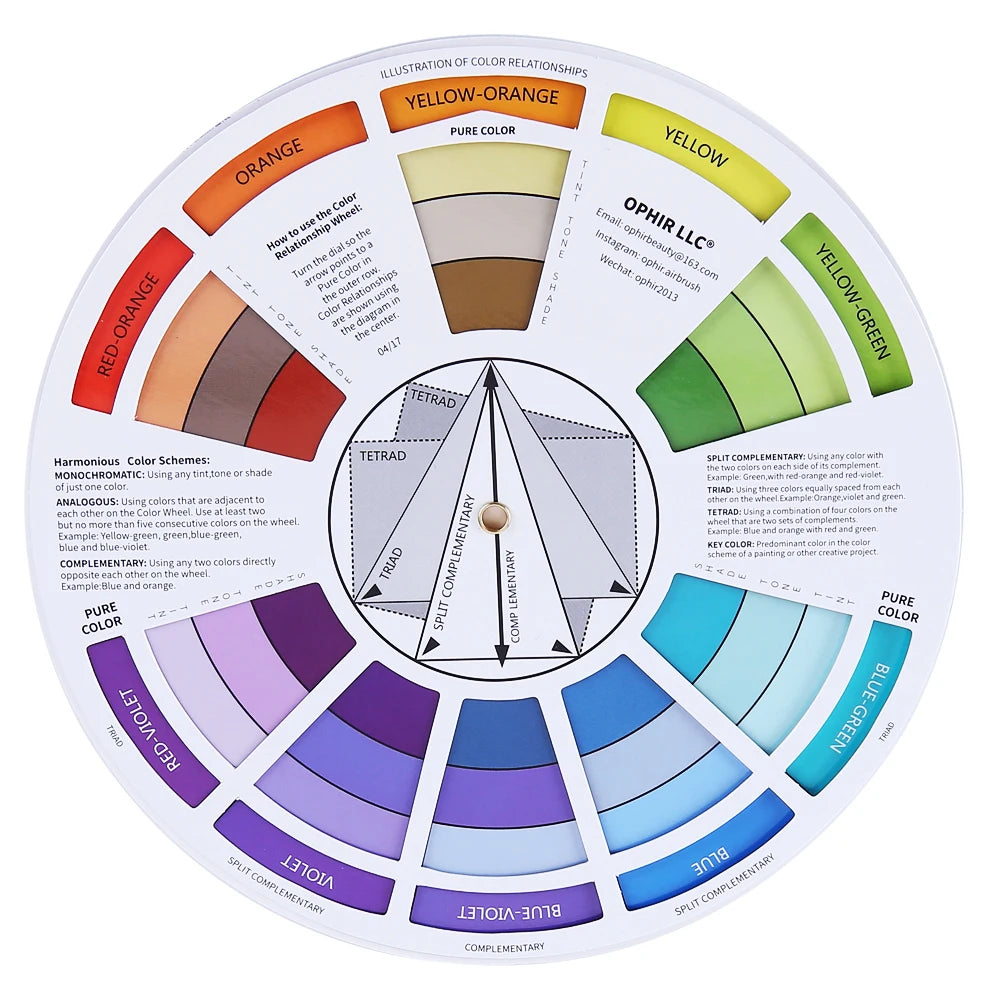 OPHIR Airbrush Tattoo Inks with Color Wheel 30ML/Bottle 12/18 Colors Body Art Paint for Airbrush Temporary Tattoo TA053