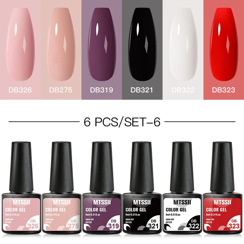 6/8Pcs Spring Pink Color Gel Nail Polish Set Semi Permanent Varnishes Nail Art Design Hybrid Soak Off UV LED Gel Manicure Kit