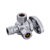 1/2" Pex-a Expansion (F1960) Inlet x 3/8" ODx 3/8" OD Compr. Dual Angle Stop Valve, Multi Turn (Lead Free) Plumbingsell
