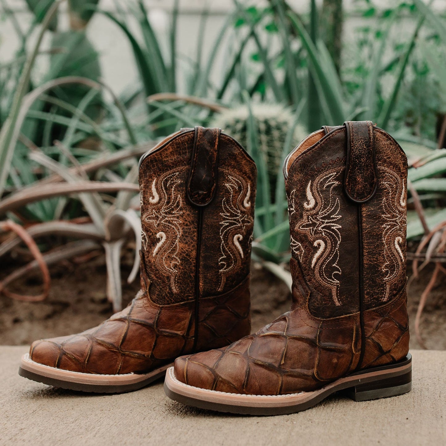 Soto Boots Soto Boots Kids Pirarucu Print Cowboy Boots K4008