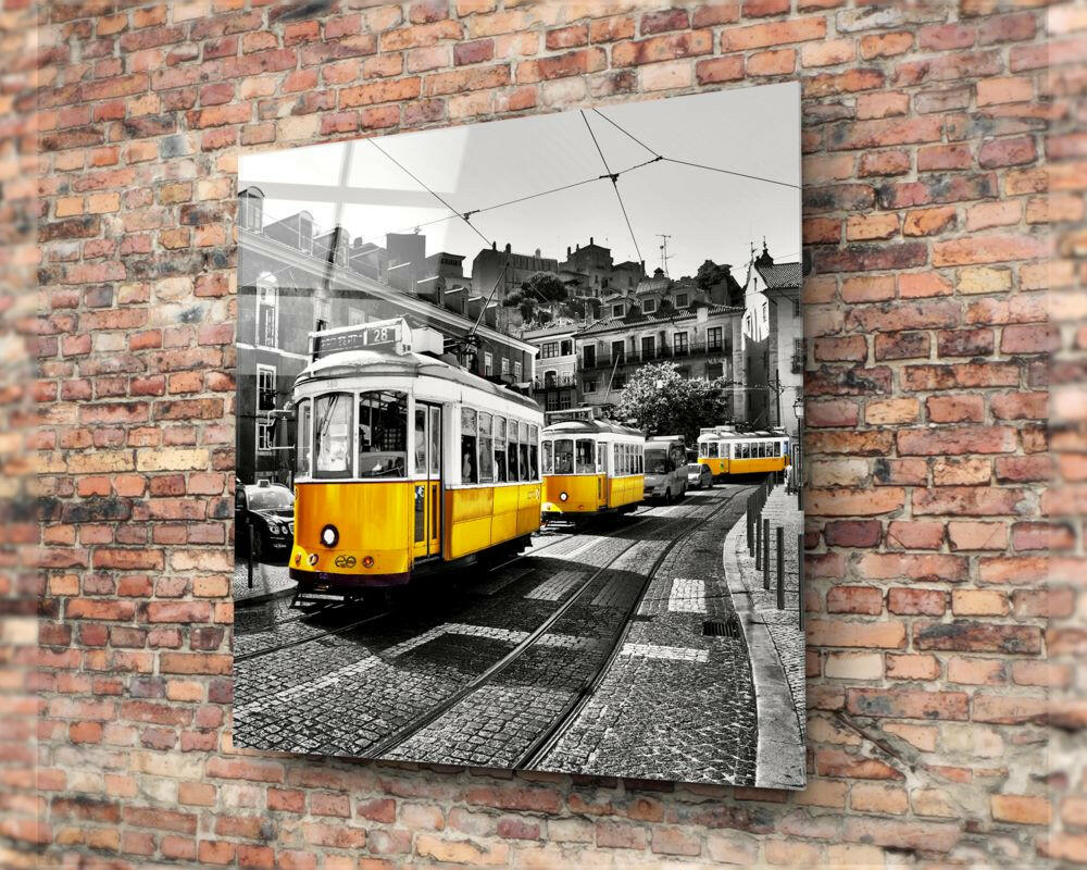 Insigneart USA Insigneart USA Lisbon Yellow Tram Glass Wall Art